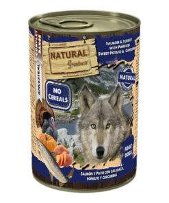 Natural Greatness teraviljavaba konserv koertele LÕHE & KALKUN kõrvitsa bataadi ja kurkumiga