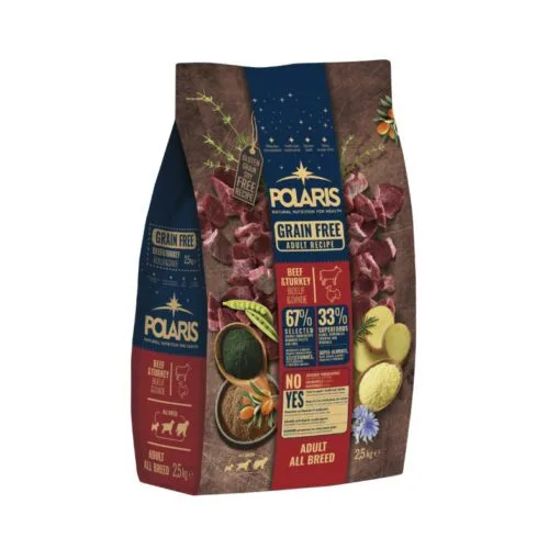 Polaris teraviljavaba koerte kuivtoit Beef & Turkey