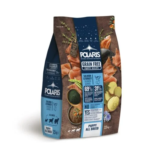 Polaris teraviljavaba koerte kuivtoit kutsikatele Salmon & Turkey