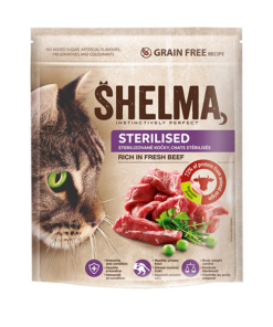 Shelma teraviljavaba kuivtoit steriliseeritud täiskasvanud kassidele värske loomalihaga
