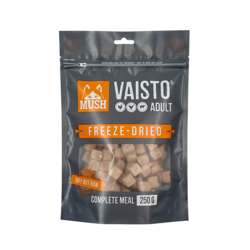 Mush VAISTO Grey külmkuivatatud täistoit koertele KANA-KALKUN-LAMMAS-250g