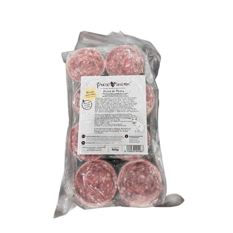 Puromenu Days Catch Tasakaalustatud Toortoit Kassidele Kalkuni Ja Tuunikalaga 800g.webp