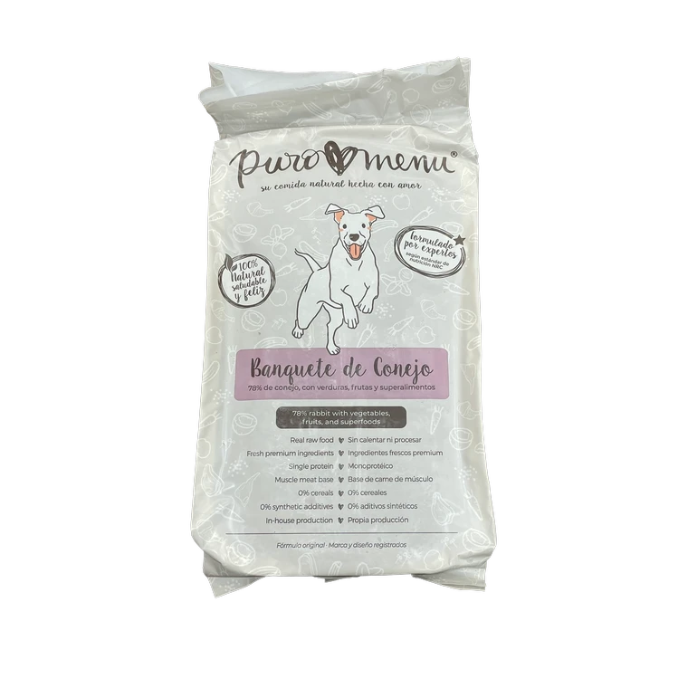 Puromenu Rabbit Banquet Tasakaalustatud Toortoit Koertele Kuulikuga 1kg.webp