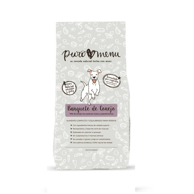 Puromenu Rabbit Banquet Tasakaalustatud Toortoit Koertele Kuulikuga 800g.webp